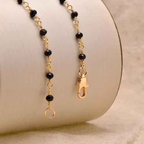 Miniatura 5 de Joseph Brothers Collar hecho a mano con cuentas negras y doradas para mujer, 14-24 pulgadas