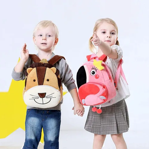 Miniatura 7 de Ladyzone Mochila para niños pequeños, mochila de animales del zoológico, bonita bolsa de felpa de dibujos animados de 10 pulgadas, bolsa de libro