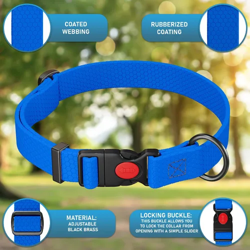Miniatura 3 de Collar de perro ajustable con código QR identificación adjunta, fabricado en Estados Unidos, collar de perro resistente al agua con hebilla de Azul
