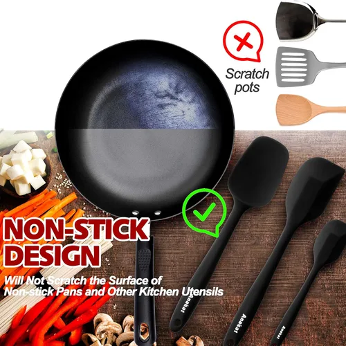 Miniatura 3 de Anaeat Juego de 4 espátulas de silicona - Diseño sin costuras de una sola pieza - Espátulas de goma antiadherentes para rallador de cocina