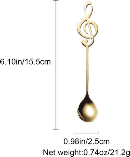 Miniatura 2 de IRONX - Cucharas de notas musicales, paquete de 6 cucharaditas creativas y lindas cucharas de café de acero inoxidable 18/10 con forma de notación