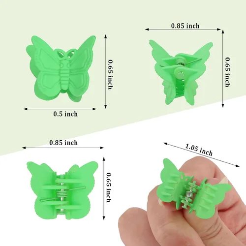 Miniatura 2 de YISSION 60 pinzas para el cabello de mariposa verde mate, lindas pinzas pequeñas de mariposa con caja paquete de los años 90 Y2K accesorios
