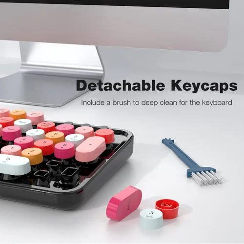 Miniatura 174 de KNOWSQT Combo de teclado y ratón inalámbrico, teclados lindos de tamaño completo estilo máquina de escribir 2.4G azul colorido - receptor USB Plug