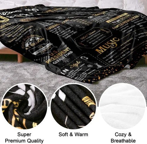Miniatura 4 de Manta suave personalizada, decoraciones y regalos de cumpleaños n.° 50 para hombres y mujeres, color dorado, 60 x 50 pulgadas