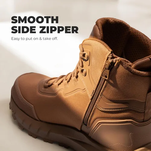 Miniatura 8 de NORTIV 8 Botas de punta compuesta para hombres ASTM F2413-24 Botas de trabajo de seguridad ligeras antifatiga antideslizantes con cremallera