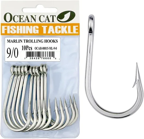 Miniatura 11 de OCEAN CAT Anzuelo de pesca clásico de acero inoxidable con púas de punto de desplazamiento de pulpo, círculo, anzuelos de pesca para pesca de agua