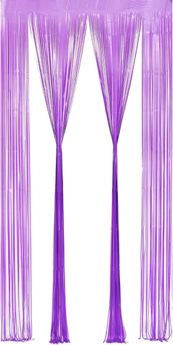 Miniatura 8 de BRAVESHINE Cortinas de Fondo de Fotos de Oropel – 2 Piezas 3.2x8.2 pies Serpentinas de Flecos de Papel Aluminio Morado Pastel para Púrpura pastel