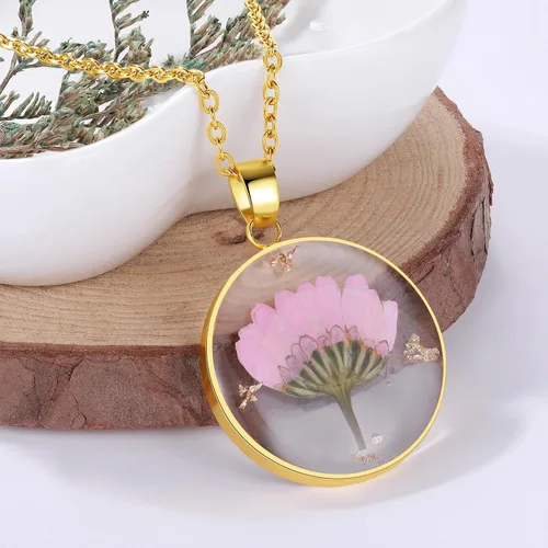 Miniatura 20 de Forget-Me-Not and Queen Anne's Lace Pressed Wildflower Necklace Birth Month Real Flower Necklace Gold/Silver Pressed Flower Jewelry