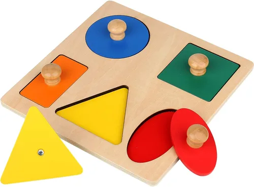 Miniatura 8 de Rompecabezas Montessori de Múltiples Formas, Primeras Formas, Rompecabezas de Madera con Perilla Jumbo, Rompecabezas de Formas Geométricas