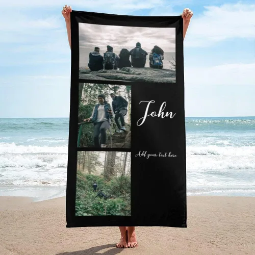 Miniatura 23 de Shapoo Toalla de playa con foto personalizada, foto personalizada/fondo/texto, divertida toalla de baño de microfibra personalizada para Una foto
