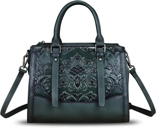 Bolsos y bolsos de cuero genuino para mujer, estilo vintage, con asa superior, bolso cruzado con correa
