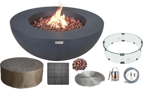 Miniatura 65 de Elementi+ Mesa de Fuego de Gas Colorado de Hormigón Fundido de 56" Rectangular, Hoguera al Aire Libre con Ignición Electrónica Incluye Cubierta