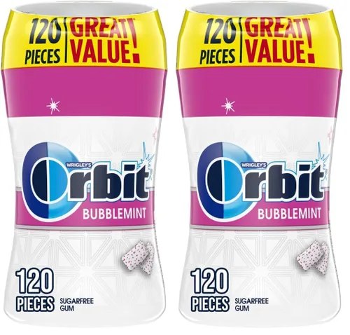Miniatura 8 de Orbit Tazas de goma de burbujas, burbuja menta, botella de 55 piezas, 4-cuenta