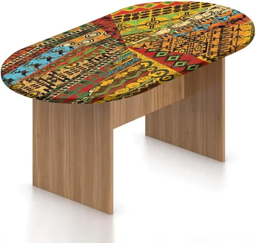 Miniatura 13 de Mantel ajustable ovalado, decoración africana, funda de poliéster elástico, mantel con estampado exótico tribal africano, para cocina, fiesta