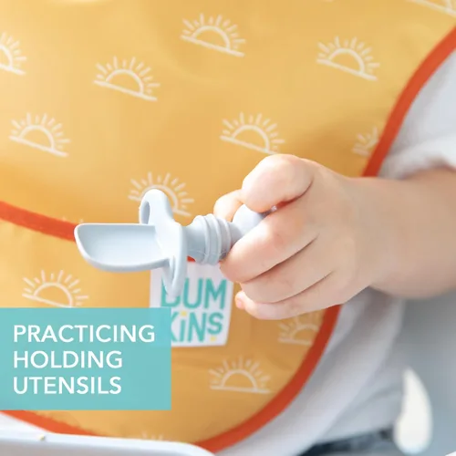 Miniatura 3 de Bumkins Juego de Utensilios para Bebés, Cucharas de Silicona Chewtensils para Mojar, Autoalimentación, Destete Dirigido por el Bebé, Aprendizaje