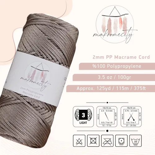 Miniatura 2 de Makromecity, Cordón de macramé de poliéster de 2 mm x 38 m (125 yardas) 2 mm de polipropileno, cordón de macramé para crochet, bolsas de macramé