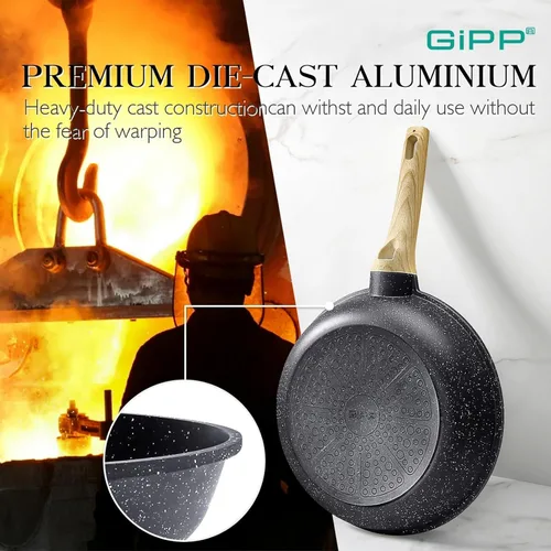 Miniatura 7 de GiPP Juego de ollas y sartenes antiadherentes, juego de utensilios de cocina de cerámica gris, utensilios de cocina de inducción antiadherentes