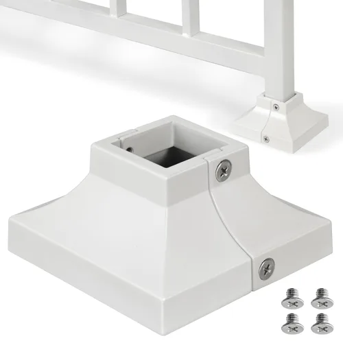 Miniatura 12 de 1 pieza Base de poste de cubierta de 2,5 cm de aluminio, falda de poste, pasamanos, escalera, base de barandilla de terraza y porche (negro)