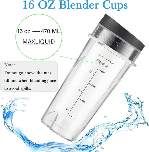 Miniatura 8 de Vasos de repuesto para licuadora Ninja BL660 profesional compacta licuadora y procesamiento de alimentos, piezas de repuesto de vaso de licuadora