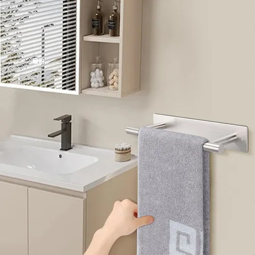 Miniatura 8 de NearMoon Soporte de toalla de mano autoadhesivo/Anillo de toalla, Barra de toalla de mano de acero inoxidable resistente al óxido, se pega