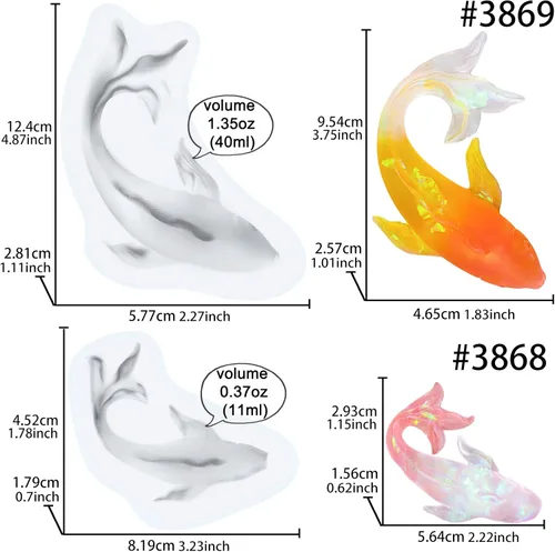 Miniatura 2 de Goldfish - Moldes de silicona de resina epoxi Koi Fish Suministros para hacer joyas, decoración de pasteles de fondant, herramientas para hornear