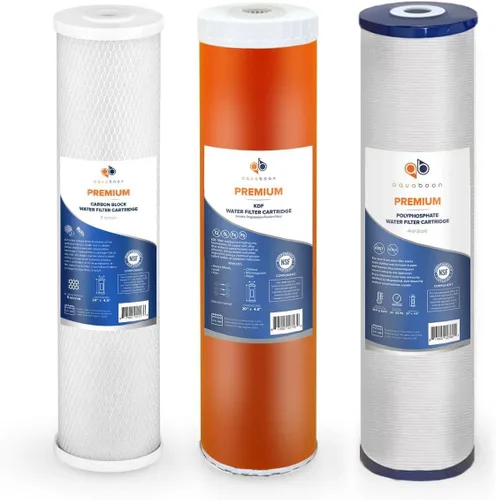 Miniatura 16 de Aquaboon Filtros de agua de 5 micrones, 20 x 4,5 pulgadas, juego para toda la casa, cartuchos de repuesto de filtro de agua certificados NSF, CTO