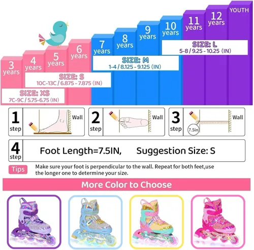 Miniatura 5 de Nattork Patines en línea para niños y niñas, patines ajustables con ruedas iluminadas para edades de 3 a 12 años, el mejor regalo de cumpleaños
