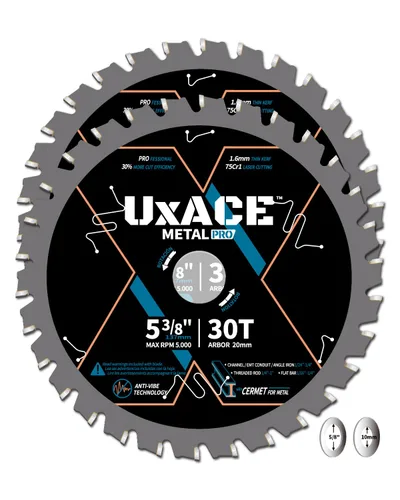 Miniatura 19 de Hoja de sierra circular de 5-1/2 pulgadas y 50 dientes, eje de 0.394 in, aluminio, hoja de corte de metal no ferroso, punta de carburo, corte fino