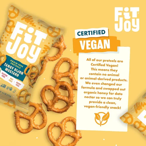 Miniatura 6 de FitJoy Tangy Dijon - Pretzels de mostaza (paquete de 6, 4.5 onzas) – Snacks sin lácteos, nueces y gluten – Raíz de yuca y harina de garbanzos sin