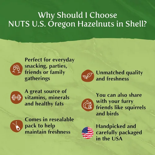 Miniatura 6 de NUTS U.S. - Avellanas de Oregon con cáscara Enteras, crudas y sin sal, sin sabor añadido y sin OMG, sabor a mantequilla fresca y fácil