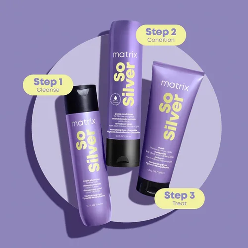 Miniatura 6 de Matrix So Silver Champú Morado Púrpura - Elimina los tonos amarillos y cobrizos, deposita color y tonifica, acondicionador pigmentado para rubias