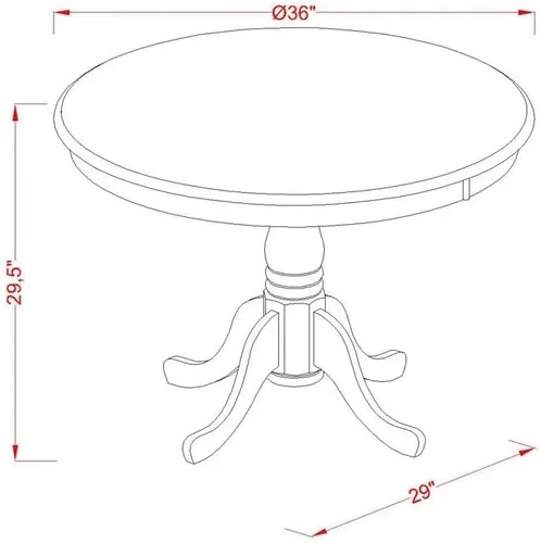 Miniatura 12 de East West Furniture AMSI3-ABK-48 - Juego de mesa de comedor moderno de 3 piezas que contiene una mesa de cocina redonda con pedestal y 2 sillas