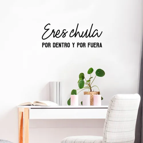 Miniatura 2 de Eres Chula Por Dentro y Por Fuera - 10 x 25 pulgadas - Calcomanía femenina española inspiradora inspiradora positiva para oficina, boutique, salón