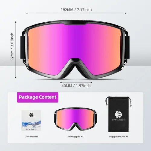Miniatura 5 de Gafas de esquí y snowboard para hombres, mujeres y jóvenes, protección OTG 100% UV