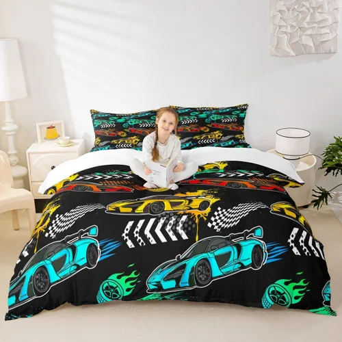 Miniatura 15 de Lindo juego de funda de edredón para niños, tamaño individual, juego de ropa de cama de dibujos animados Salamandra, ajolote océano, decoración