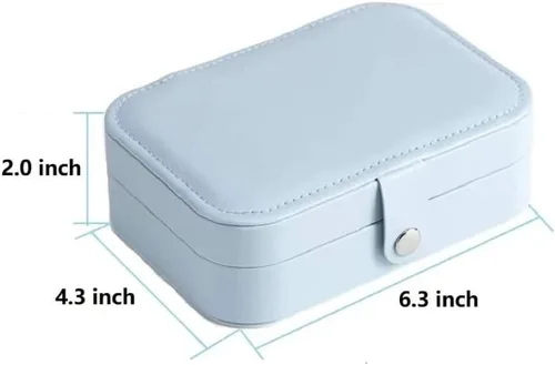 Miniatura 5 de Yiluana Joyero de viaje portátil para aretes, anillos, collares, pulseras, organizador de joyas pequeño con botón (azul claro)