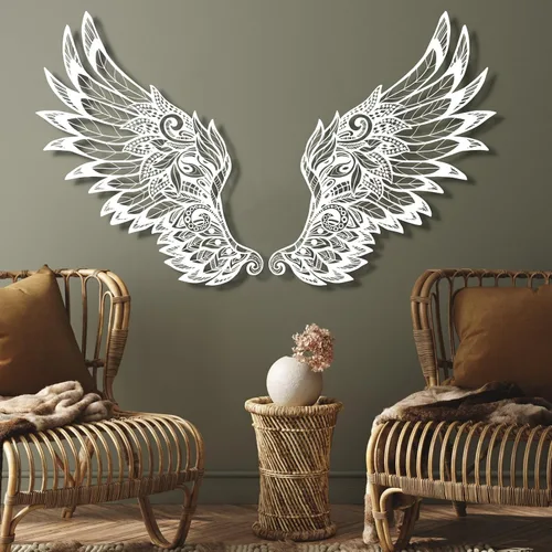 Miniatura 6 de Decoración de pared de alas de ángel de metal, decoración de pared de alas de ángel grandes, ángel de la guarda, escultura de pared de ángel, alas