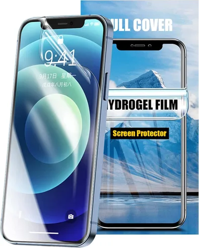 Miniatura 12 de LOOKSEVEN Paquete de 3 películas de hidrogel para iPhone 14 Pro Max, protector de pantalla de TPU suave transparente de alta sensibilidad