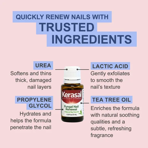 Miniatura 4 de Kerasal Solución de reparación de uñas de renovación con aceite de árbol de té para clavos descoloridos y dañados, 0.33 oz