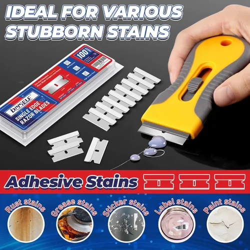 Miniatura 5 de DIYSELF Hojas de afeitar de un solo filo, 200 piezas - Hojas de afeitar de acero con alto contenido de carbono para quitar calcomanías, pegatinas