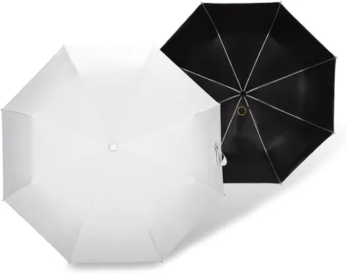 Miniatura 71 de Cuby Paraguas UV compacto plegable paraguas ligero portátil manual paraguas de viaje para resistente a la lluvia y 99% de protección UV con Negro