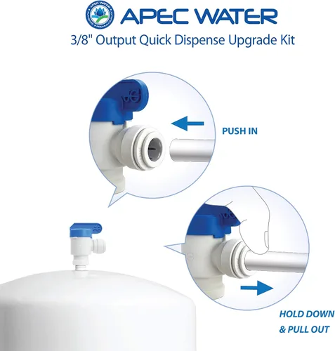 Miniatura 4 de APEC Water Systems Kit de actualización de dispensación más rápida de salida de 3/8" para sistema de filtro de agua de ósmosis inversa debajo