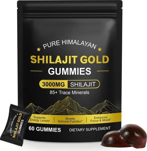 Shilajit - Gomitas para hombres y mujeres, puras y naturales de oro del Himalaya Shilajit que aumentan la energía, apoyo inmunológico y ayuda a la