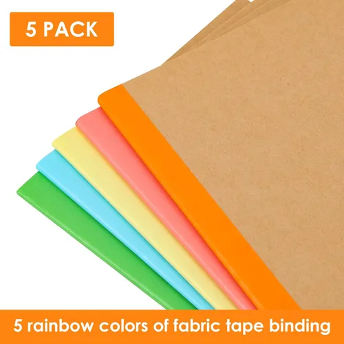 Miniatura 4 de LABUK 5 cuadernos de composición A5, cuadernos forrados de papel kraft a granel, 5 colores y 60 páginas para diario, escritura, escuela, oficina