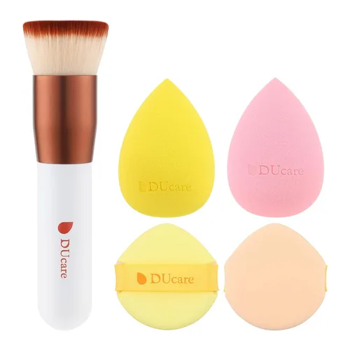 Miniatura 15 de DUcare Brocha para Base, Brocha Kabuki de Punta Plana Sintética Profesional para Maquillaje, Mezcla de Líquidos, Polvo Mineral, Pulido, Punteado
