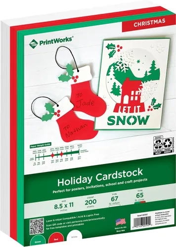 Miniatura 12 de PrintWorks Americana Cardstock 8.5 x 11 pulgadas – 200 hojas – Colores de cartulina rojo, blanco y azul – Ideal para proyectos escolares