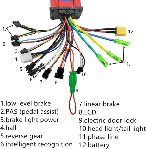 Miniatura 7 de Bicicleta eléctrica Scooter eléctrico inteligente sin escobillas controlador de onda cuadrada pantalla LCD 24 V 36 V 48 V 60 350 W 250 W universal
