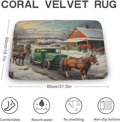 Miniatura 3 de Alfombra de baño de flores de caballo blanco, regalos de caballo para niñas, alfombra de baño de terciopelo antideslizante, tapete de ducha de felpa