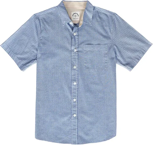 Miniatura 45 de Dubinik® Camisas de manga corta con botones para hombre, 100% algodón, a cuadros, camisas casuales con bolsillo
