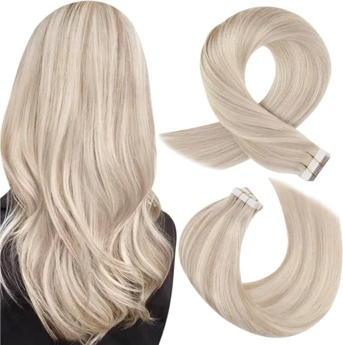 Miniatura 67 de Moresoo Extensiones de cabello humano real con cinta adhesiva, sin costuras, #1 negro azabache, 20 piezas, 1.76 oz (50 g), 24 pulgadas
